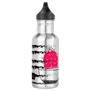 Botella De Agua Patrón rayado de Cactus rosado