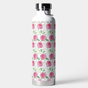 Botella De Agua Patrón repetido corto, floral/rosa
