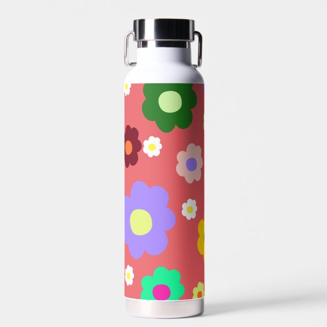 Botella De Agua Patrón Retro de Flores de Primavera Y2K (Delantero)