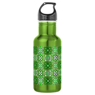 Botella De Agua Patrón Rico Verde Patrón