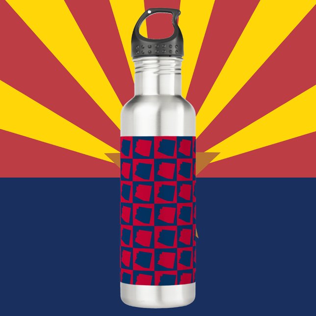 Botella De Agua Patrón rojo y azul del estado de Arizona (A water bottle of a red and blue pattern of the US state of Arizona)