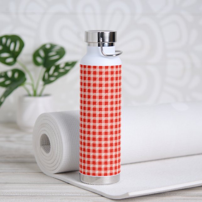 Botella De Agua Patrón rojo y blanco de Gingham Quilt (Yoga)