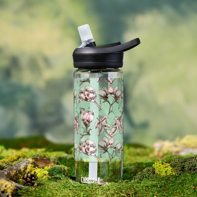 Botella De Agua Patrón sin foco con brotes de flores de los árbole (Exterior)