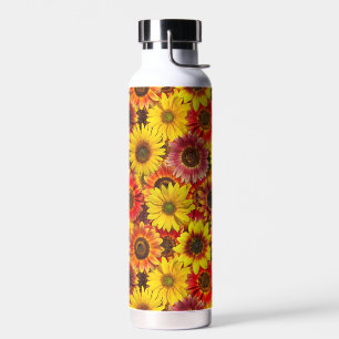 Botella De Agua Patrón sin foco de los girasoles