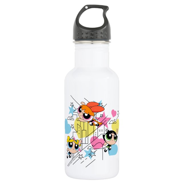 Botella De Agua Patrón Townsville de Chicas Powerpuff (Anverso)