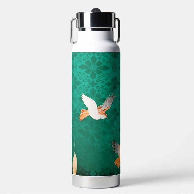 Botella De Agua Patrón tradicional japonés y pajarito (Frente)