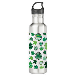 Botella De Agua Patrón verde irlandés Shamrock