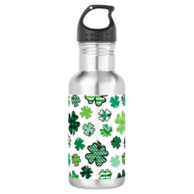 Botella De Agua Patrón verde irlandés Shamrock (Anverso)