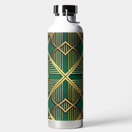 BOTELLA DE AGUA PATRONES ART DÉCO IRLANDESES VERDES Y DORADOS