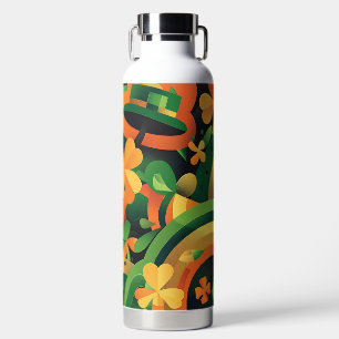 BOTELLA DE AGUA PATRONES GEOMÉTRICOS RETRO VERDE NARANJA AMARILLO