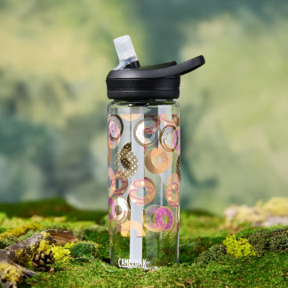 Botella De Agua Pattern Heart Donuts Valentines Pink Water Bottle