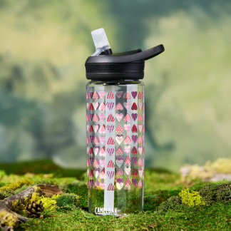 Botella De Agua Pattern Heart Valentines Pink Water Bottle