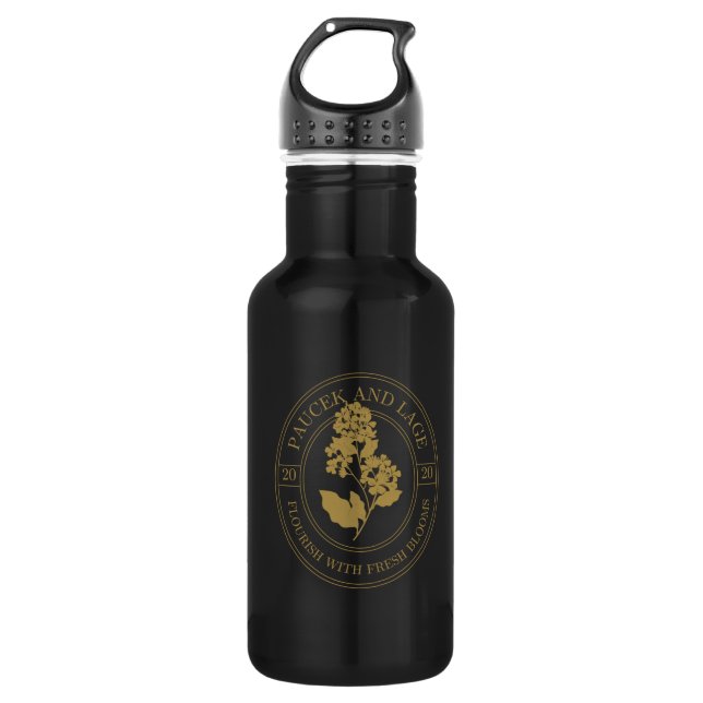 Botella De Agua Paucek & Lage – Prosperar con Flores Frescas (Anverso)