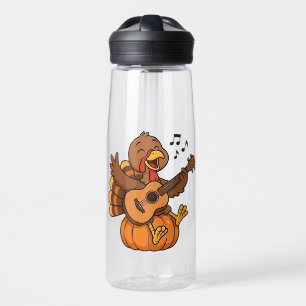Botella De Agua Pavo de Acción de Gracias lindo con guitarra