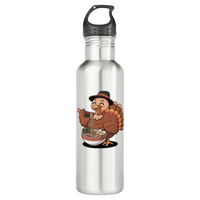 Botella De Agua pavo de agradecimiento come ramen camiseta sobredi (Anverso)