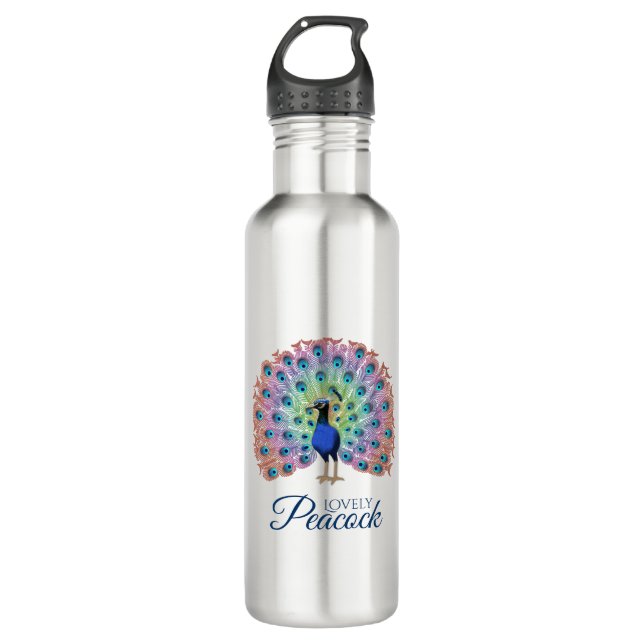 Botella De Agua Pavo Real personalizado (Anverso)