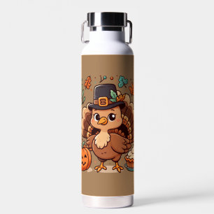 Botella De Agua Pavo y calabaza lindos de dibujos animados de Acci