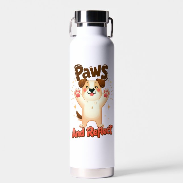 Botella De Agua Paws Y Refleja Perro Cuto (Delantero)