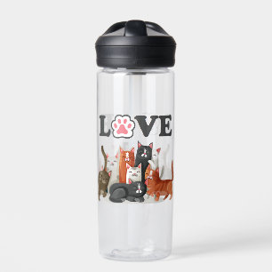 Botella De Agua Payaso suave de los gatos Ilustracion con AMOR