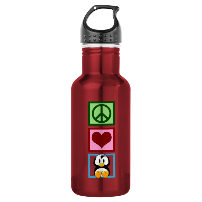 Botella De Agua Paz Amor Pingüinos (Anverso)