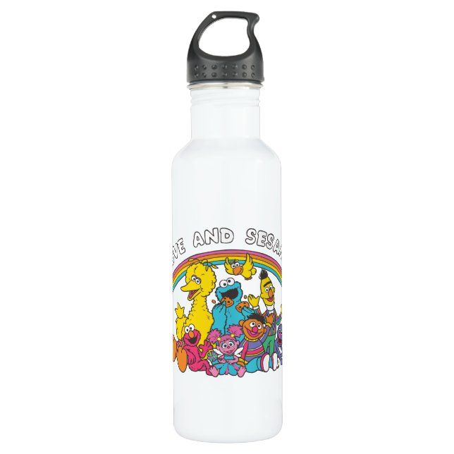 Botella De Agua Paz, amor y Plaza Sésamo (Anverso)