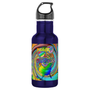 Botella De Agua Paz, amor y pollos