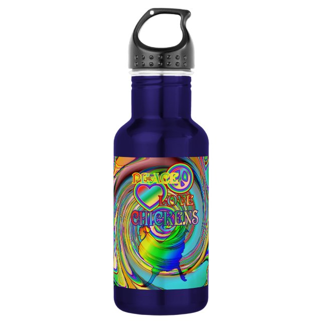 Botella De Agua Paz, amor y pollos (Anverso)
