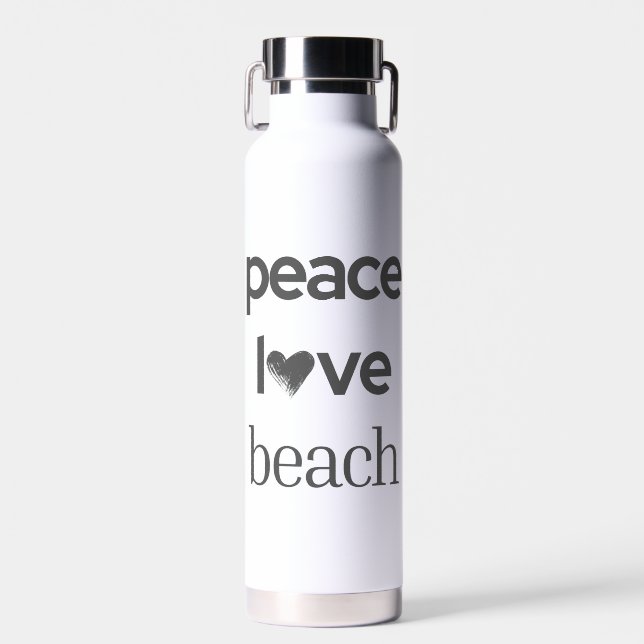 Botella De Agua Peace Love Beach Lover | Premium Modern Statement  (Delantero)