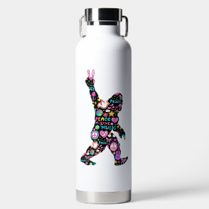 Botella De Agua Peace Love Bigfoot Hippie Funny Bigfoot Lover