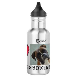 Botella De Agua Peace Love Boxers Dog Lovers
