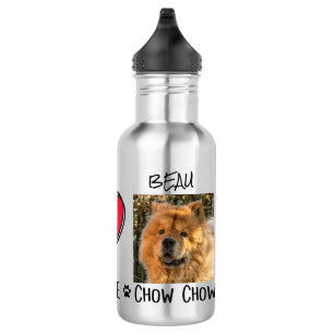 Botella De Agua Peace Love Chow Chows Perros Amantes