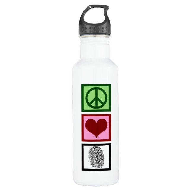 Botella De Agua Peace Love Forensics (Anverso)