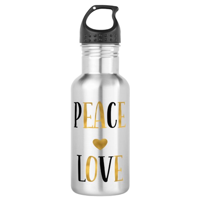 Botella De Agua Peace Love Heart (Anverso)