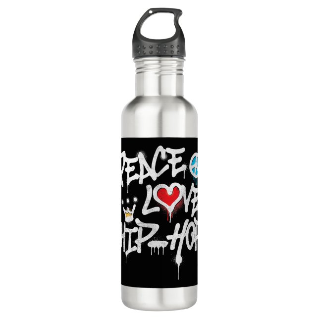 Botella De Agua Peace Love Hip Hop Dance (Anverso)