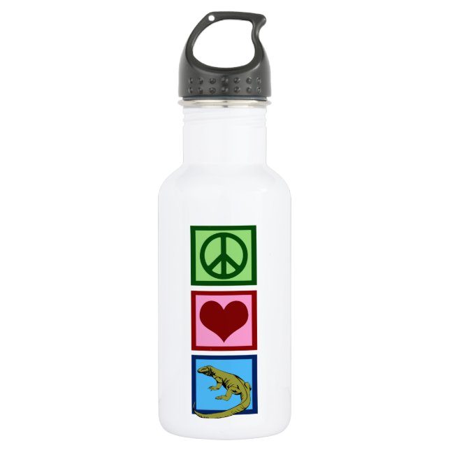 Botella De Agua Peace Love Komodo Dragons (Anverso)