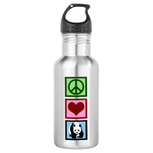Botella De Agua Peace Love Pandas