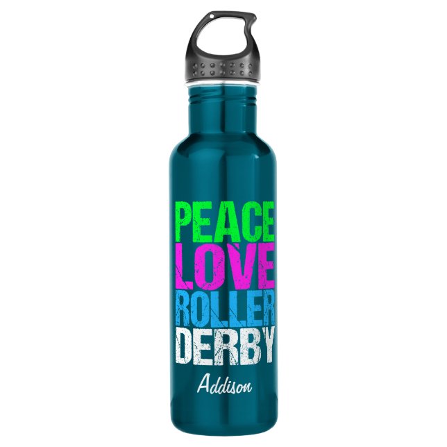 Botella De Agua Peace Love Roller Derby (Anverso)