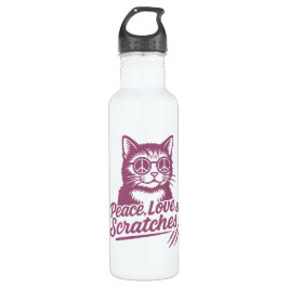 Botella De Agua Peace, Love & Scratches Funny Cat