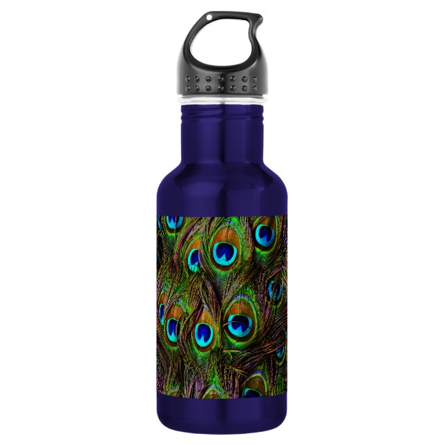 Botella De Agua Peacock Feathers Invasion - (Anverso)