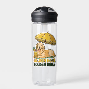 Botella De Agua Pegatina de Dog Beach Golden Retriever con Pina