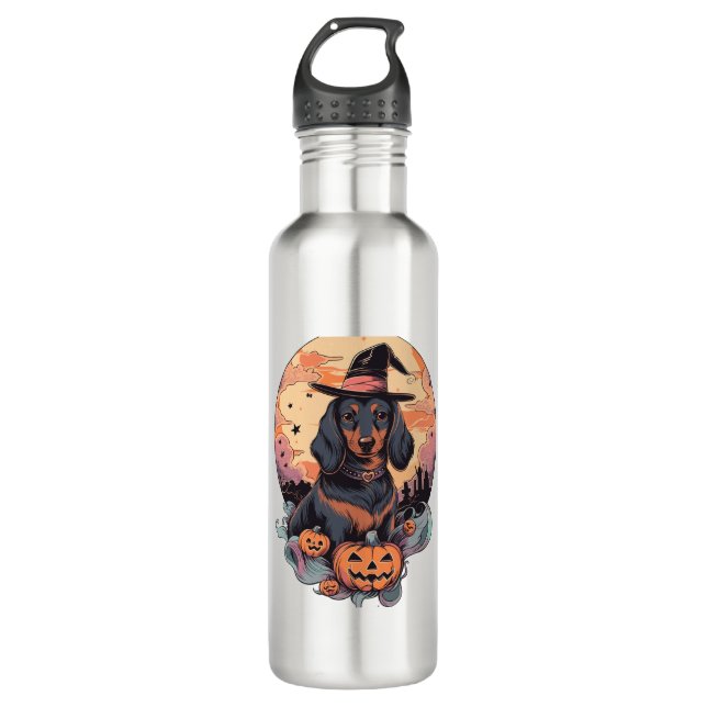 Botella De Agua Pegatina de Halloween Dachshund (Anverso)
