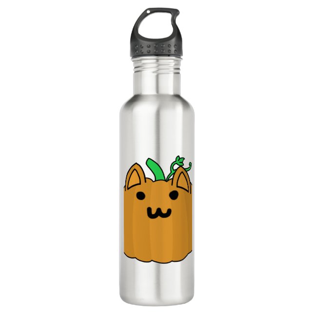 Botella De Agua Pegatina Halloween de calabaza gata (Anverso)