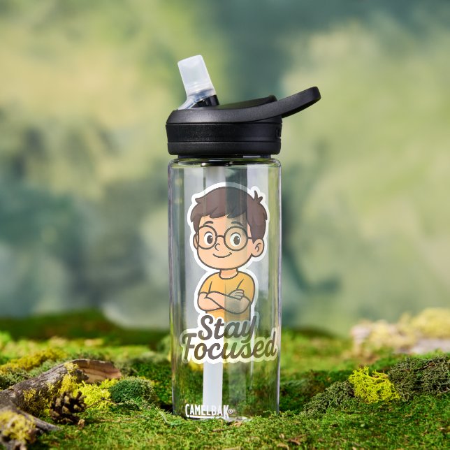 Botella De Agua Pegatina infantil personalizado con gafas - "Mante (Al aire libre (girado))