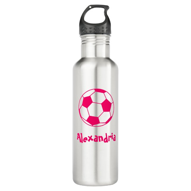 Botella De Agua Pelota de fútbol rosada (Anverso)