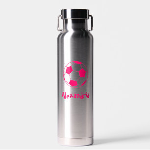 Botella De Agua Pelota rosa de fútbol