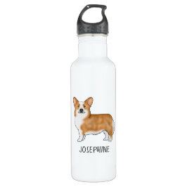 Botella De Agua Pembroke Rojo Corgi Welsh Cute Perro con Nombre Pe