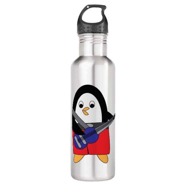 Botella De Agua Penguin Bass Jugando Cute (Anverso)