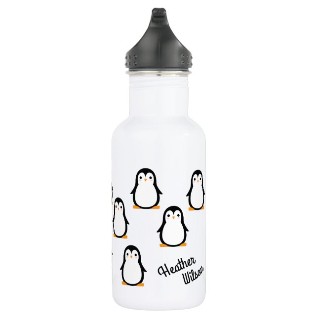 Botella de agua Penguin Cute para niños con nombre (Derecha)