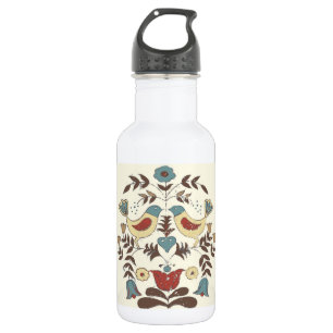Botella De Agua Pennsylvania Dutch Amish Hex Rótulo Bird Americana