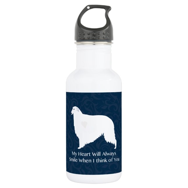 Botella De Agua Pensamiento de Borzoi en tu diseño (Anverso)